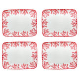 4 rectangular dinner plates Coral red Coastal Coral Red NEW - THE WILD SHOWCASE