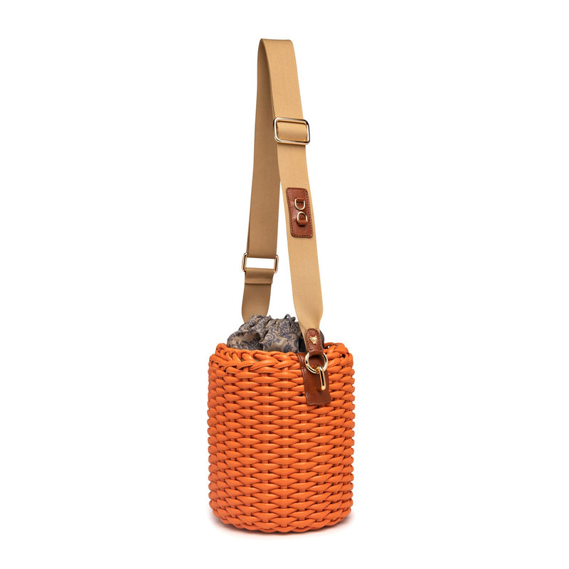 Woven Basket Bag: Designer Vegan Bag in Orange - THE WILD SHOWCASE