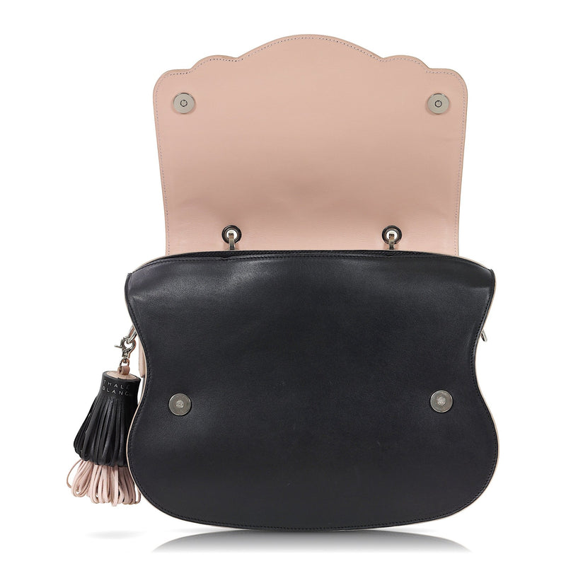 Audrey Satchel: Black Designer Handbag with Black & White Drip Design - THE WILD SHOWCASE