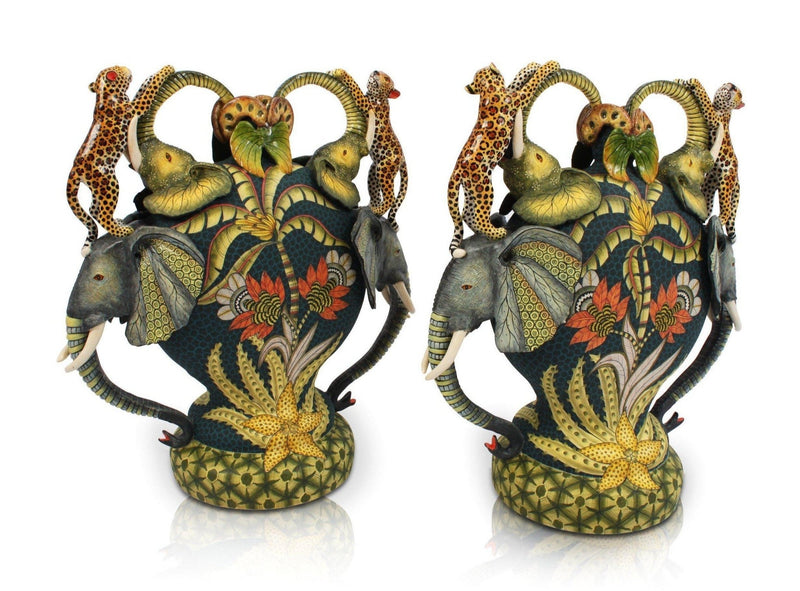 Elephant and Leopard Candle Holders - THE WILD SHOWCASE