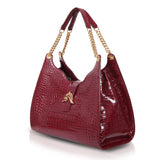 Empire Cheetah Hobo Bag: Designer Shoulder Bag in Bordeaux Leather - THE WILD SHOWCASE