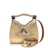 Empire Cheetah Mini Hobo: Designer Shoulder Bag in Metallic Gold Embossed Leather - THE WILD SHOWCASE