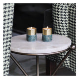 GREEN MARBLE BRASS CANDLE HOLDERS - THE WILD SHOWCASE