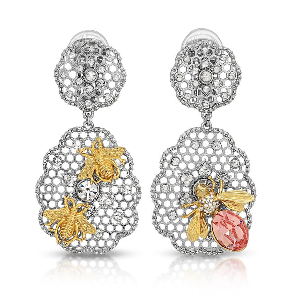 Honeycomb Mesh with Bees Earrings - THE WILD SHOWCASE