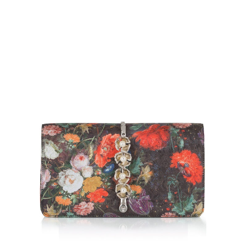 Imperial Orchid Evening Clutch: Designer Evening Bag in Floral Silk - THE WILD SHOWCASE