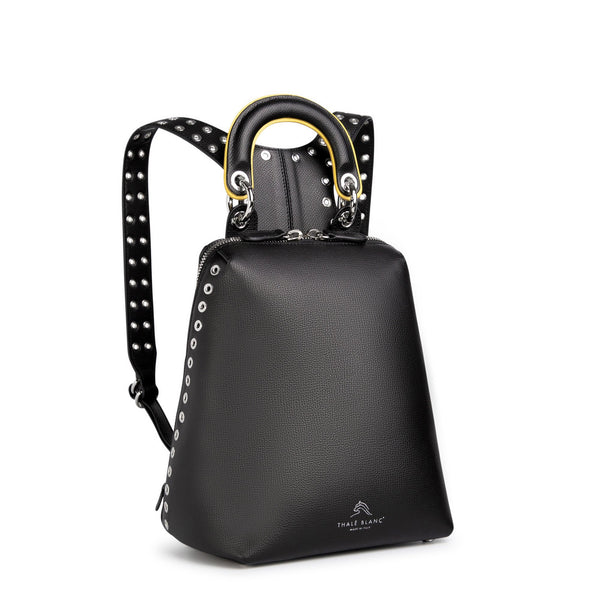 Racer Mini: Women's Designer Backpack in Black Leather - THE WILD SHOWCASE