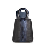 Racer Snake Mini: Women's Designer Backpack in Midnight Blue Leather - THE WILD SHOWCASE