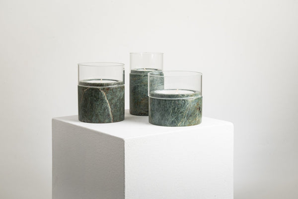 SANTUARIO GREEN MARBLE GLASS CANDLES - THE WILD SHOWCASE