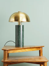 Table lamp green marble with brass shade - THE WILD SHOWCASE