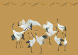Wallpaper cranes ocher yellow Japanse Crane Dance - THE WILD SHOWCASE